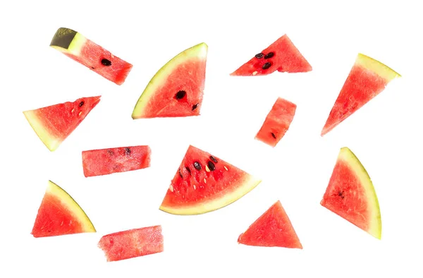 Cijfers Van Verse Watermeloen Witte Achtergrond — Stockfoto