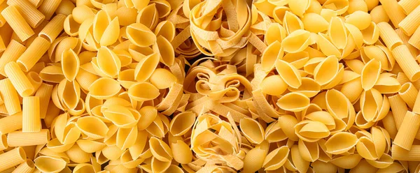 Different Types Pasta Background Closeup — Stock Photo, Image