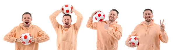 Набор Человека Футбольным Мячом Изолирован Белом — стоковое фото