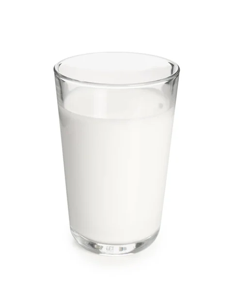 Glas Mjölk Vit Bakgrund — Stockfoto