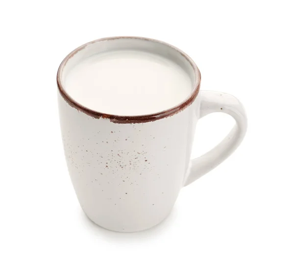 Tasse Milch Auf Weißem Hintergrund — Stockfoto