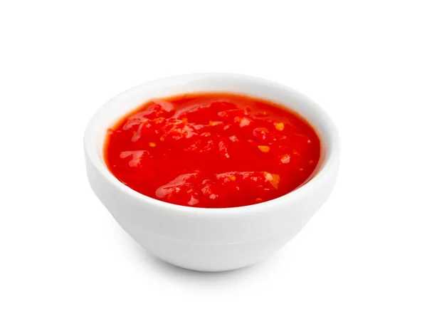 白底番茄酱碗 — 图库照片