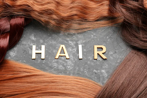 Word Hair Strands Grunge Background — Stock Photo, Image