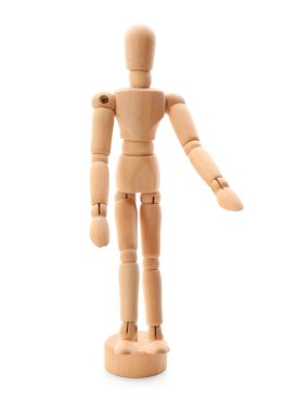 Beyaz arkaplanda izole edilmiş ahşap manken