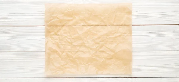 Foglio Carta Forno Sfondo Legno Bianco — Foto Stock