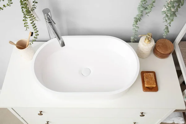 White Sink Bath Accessories Drawers Room — Stock Photo, Image