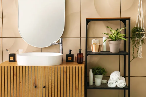White Sink Bath Accessories Drawers Bathroom — Stock Photo, Image