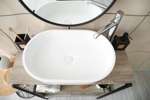 White Sink Soap Shelf Bathroom — Stock Photo, Image