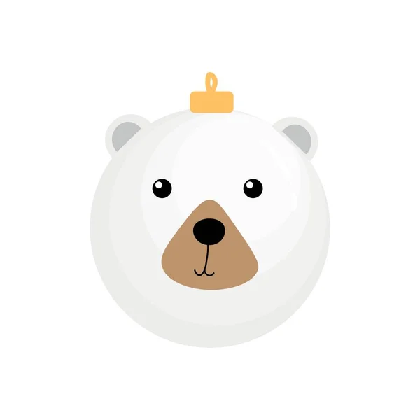 Bola Natal Criativa Forma Cabeça Urso Polar Fundo Branco —  Vetores de Stock