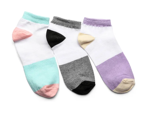 Set Cotton Socks White Background — Stock Photo, Image