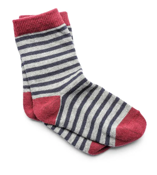 Paar Gestreifte Socken Isoliert Auf Weißem Hintergrund — Stockfoto