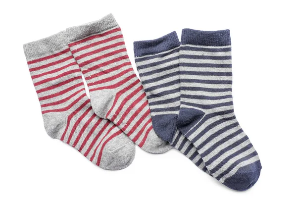 Pairs Striped Socks Isolated White Background — Stock Photo, Image