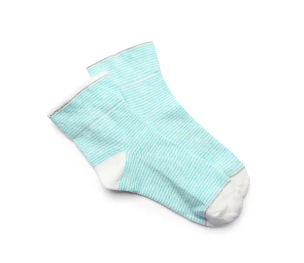 Beyaz Arkaplanda Izole Edilmiş Bir Çift Pamuk Çorap — Stok fotoğraf