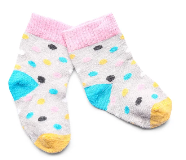 Pair Cotton Baby Socks Isolated White Background — Stock Photo, Image
