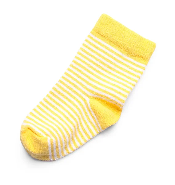 Beyaz Arka Planda Izole Edilmiş Sarı Bebek Çorabı — Stok fotoğraf