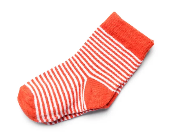 Червона Дитяча Шкарпетка Ізольована Білому Тлі — стокове фото