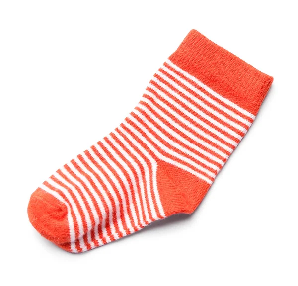 Röd Baby Sock Isolerad Vit Bakgrund — Stockfoto