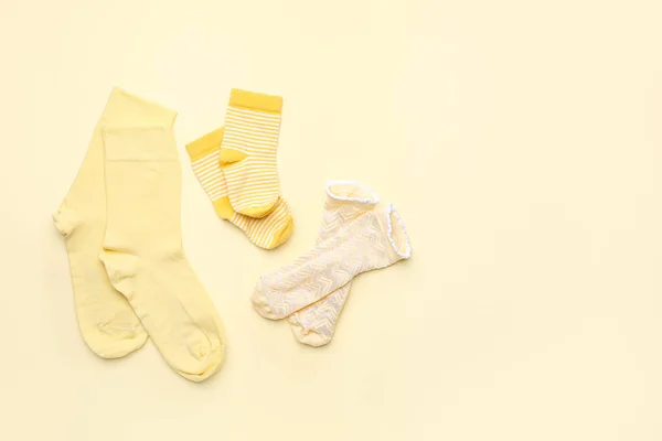 Set Cotton Socks Color Background — Stock Photo, Image