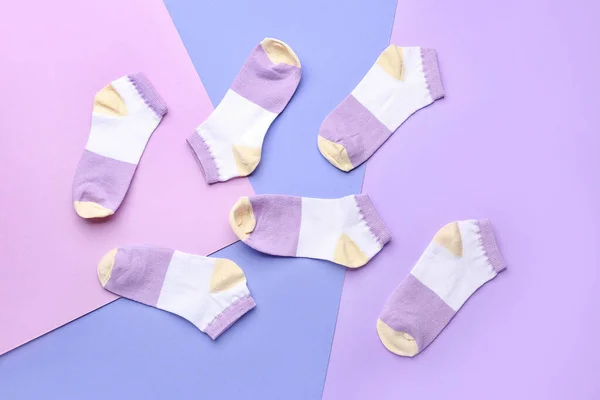 Many Cotton Socks Color Background — Stock Photo, Image