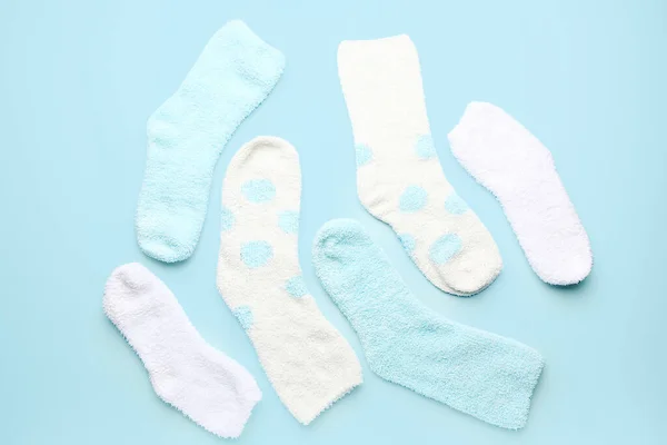 Set Warm Socks Color Background — Stock Photo, Image