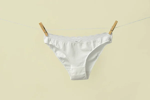 Female Panties Hanging Rope Light Background — Stock Photo, Image