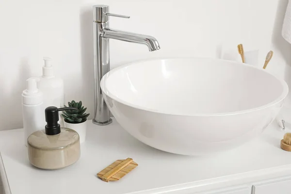 Sink Bowl Bath Accessories Table Bathroom — Stock Photo, Image