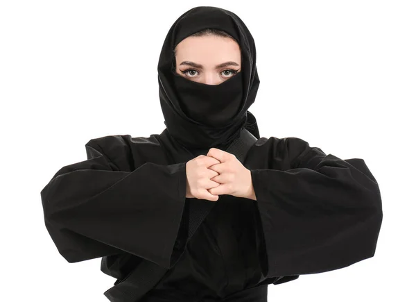 Female Ninja Isolated White — Stock Photo, Image