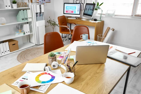 Graphic Designer Workplace Laptop Office — Stock Photo, Image