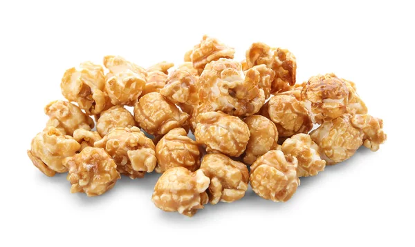 Kupa Smacznego Popcornu Karmelowego Izolowana Białym Tle — Zdjęcie stockowe
