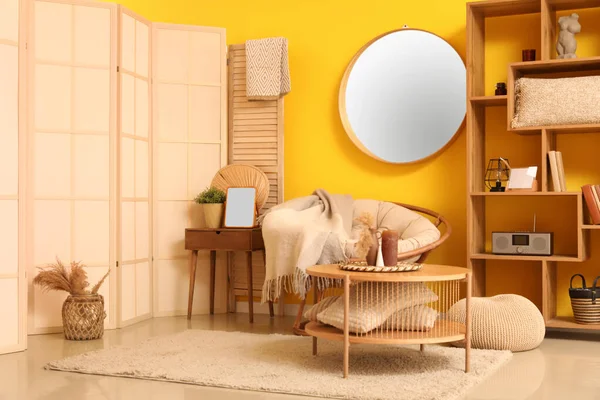Interior Living Room Armchair Mirror — Stock Photo, Image