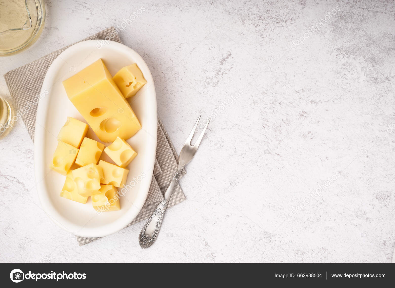 Plate Pieces Swiss Cheese White Table Stock Photo by ©serezniy 662938504