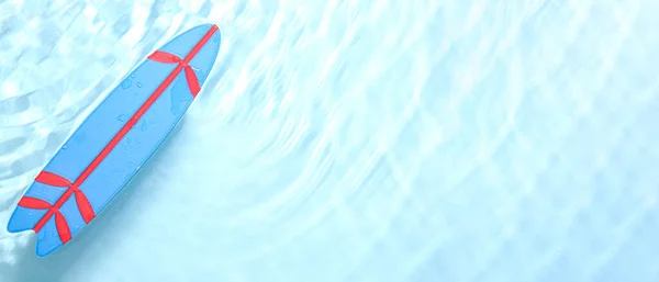 Niebieska Deska Surfingowa Powierzchni Wody Widok Góry Baner Projektowania — Zdjęcie stockowe