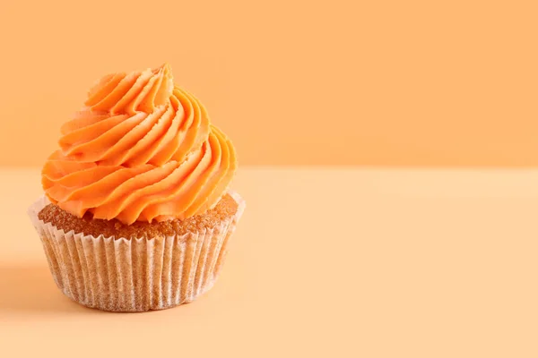 Lekkere Cupcake Oranje Achtergrond — Stockfoto
