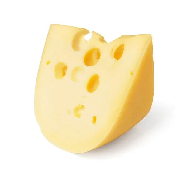 Stück Schweizer Käse Auf Weißem Hintergrund — Stockfoto
