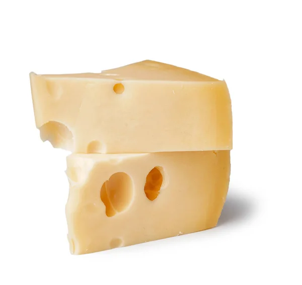 Stücke Schweizer Käse Auf Weißem Hintergrund — Stockfoto
