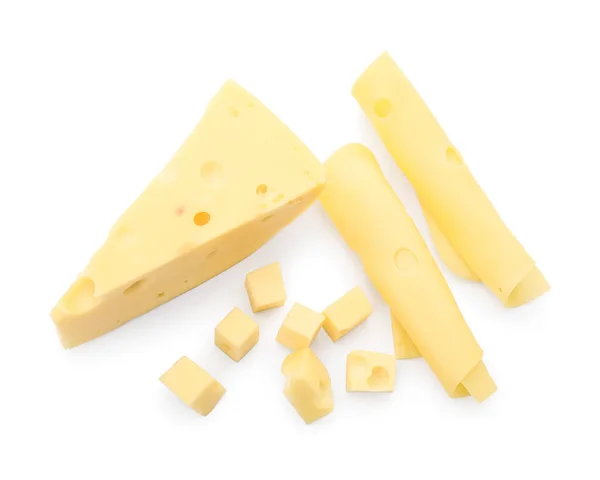 Вкусный Швейцарский Сыр Белом Фоне — стоковое фото
