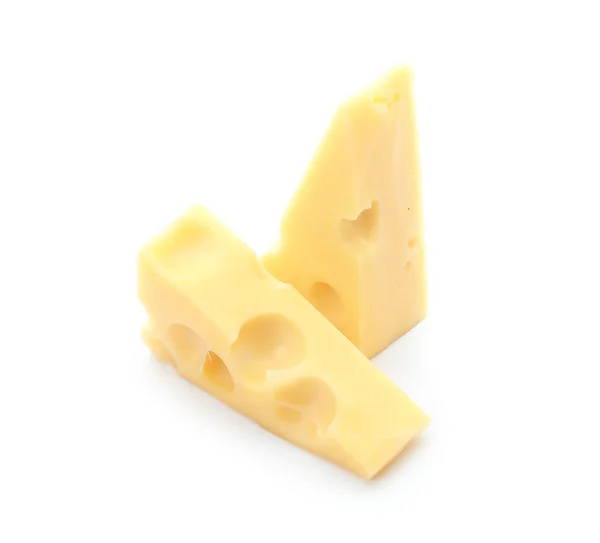 Νόστιμο Ελβετικό Τυρί Απομονωμένο Λευκό Φόντο — Φωτογραφία Αρχείου