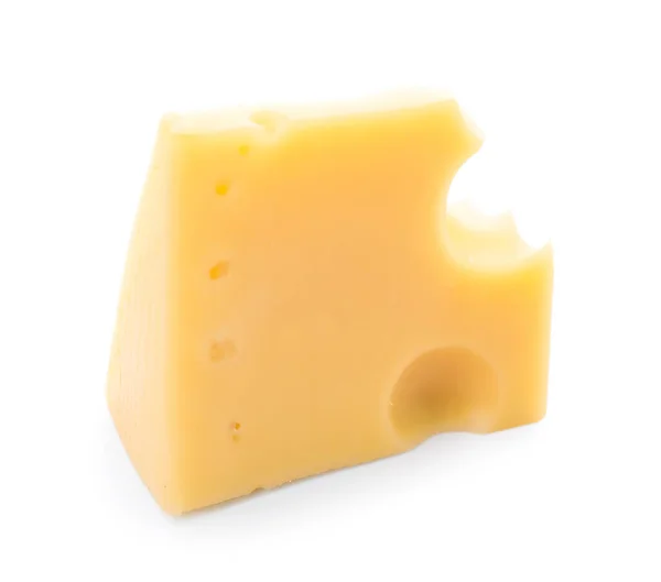 Κομμάτι Νόστιμο Ελβετικό Τυρί Απομονώνονται Λευκό Φόντο — Φωτογραφία Αρχείου