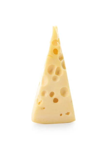 Κομμάτι Νόστιμο Ελβετικό Τυρί Λευκό Φόντο — Φωτογραφία Αρχείου