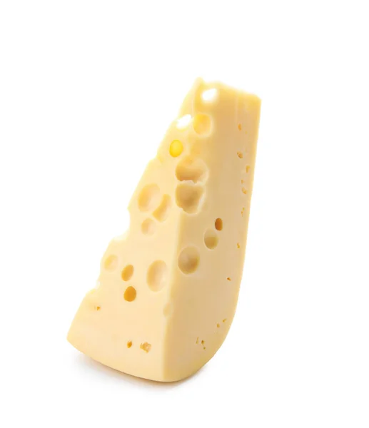 Κομμάτι Νόστιμο Ελβετικό Τυρί Λευκό Φόντο — Φωτογραφία Αρχείου