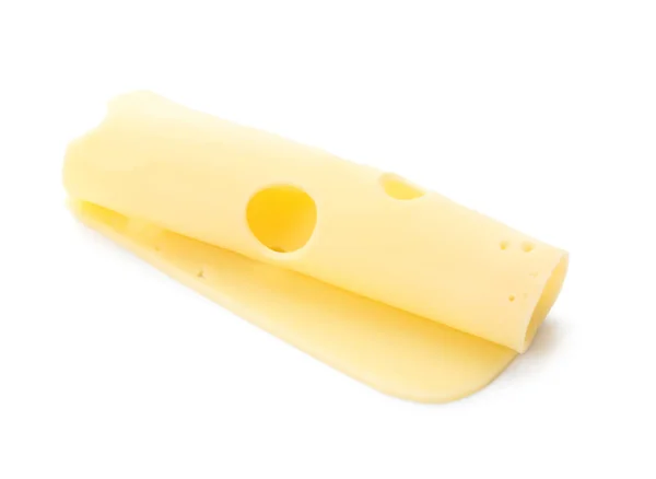Кусок Вкусного Швейцарского Сыра Белом Фоне — стоковое фото