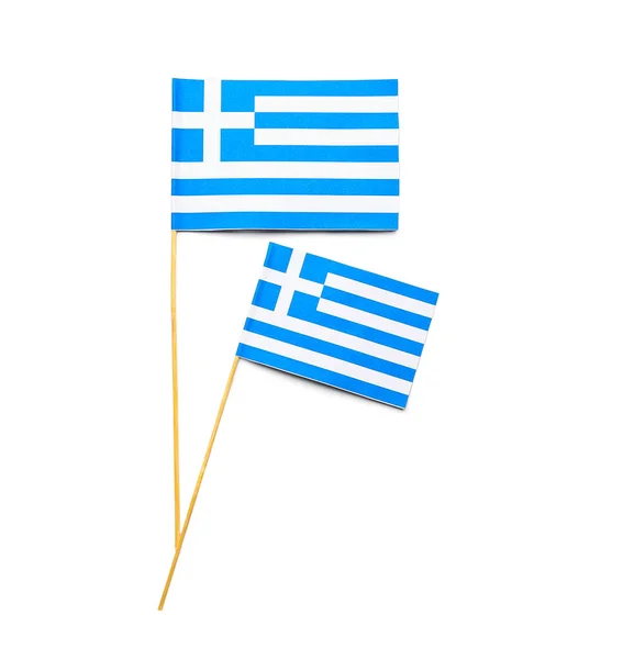 Drapeaux Grèce Isolés Sur Fond Blanc — Photo