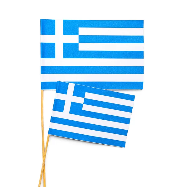 Banderas Grecia Aisladas Sobre Fondo Blanco —  Fotos de Stock