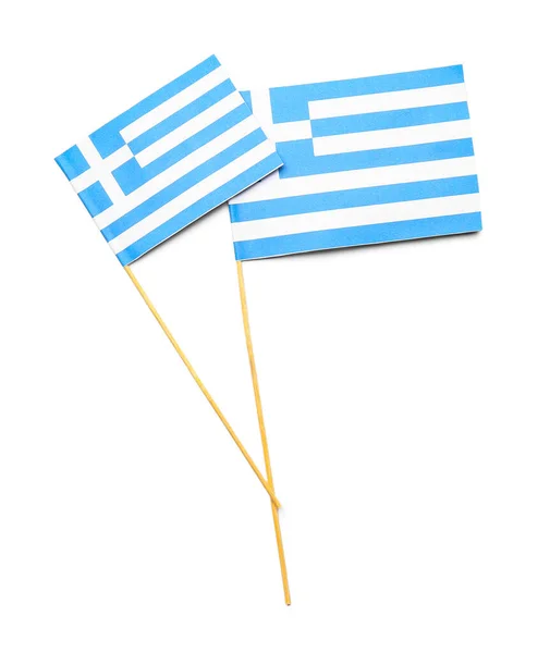Bandeiras Grécia Isoladas Sobre Fundo Branco — Fotografia de Stock
