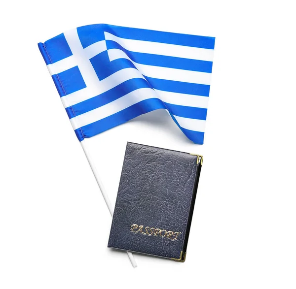 Flaga Grecji Paszport Izolowany Białym Tle — Zdjęcie stockowe