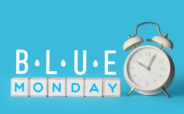 Budík Text Blue Monday — Stock fotografie
