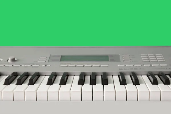 Modern Synthesizer Green Background Closeup — Stock Photo, Image
