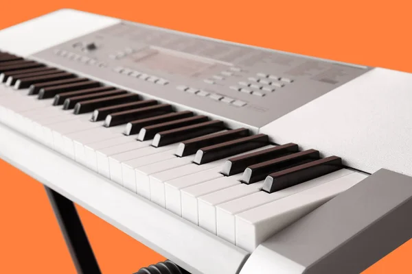 Sintetizzatore Moderno Sfondo Arancione Primo Piano — Foto Stock