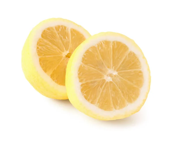 Skär Färsk Citron Vit Bakgrund — Stockfoto