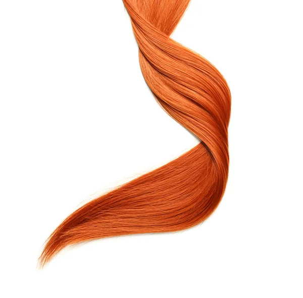 Красивая Прядь Рыжих Волос Белом Фоне Крупным Планом — стоковое фото